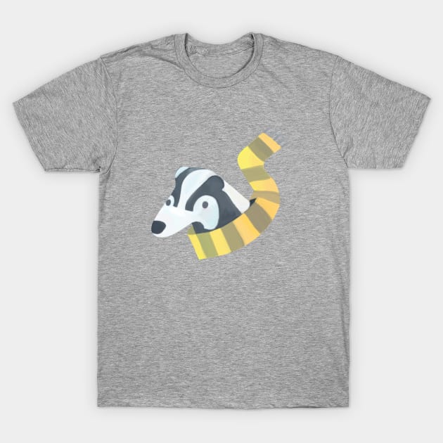 Happy Badger with black and yellow scarf T-Shirt by eyesasdaggers